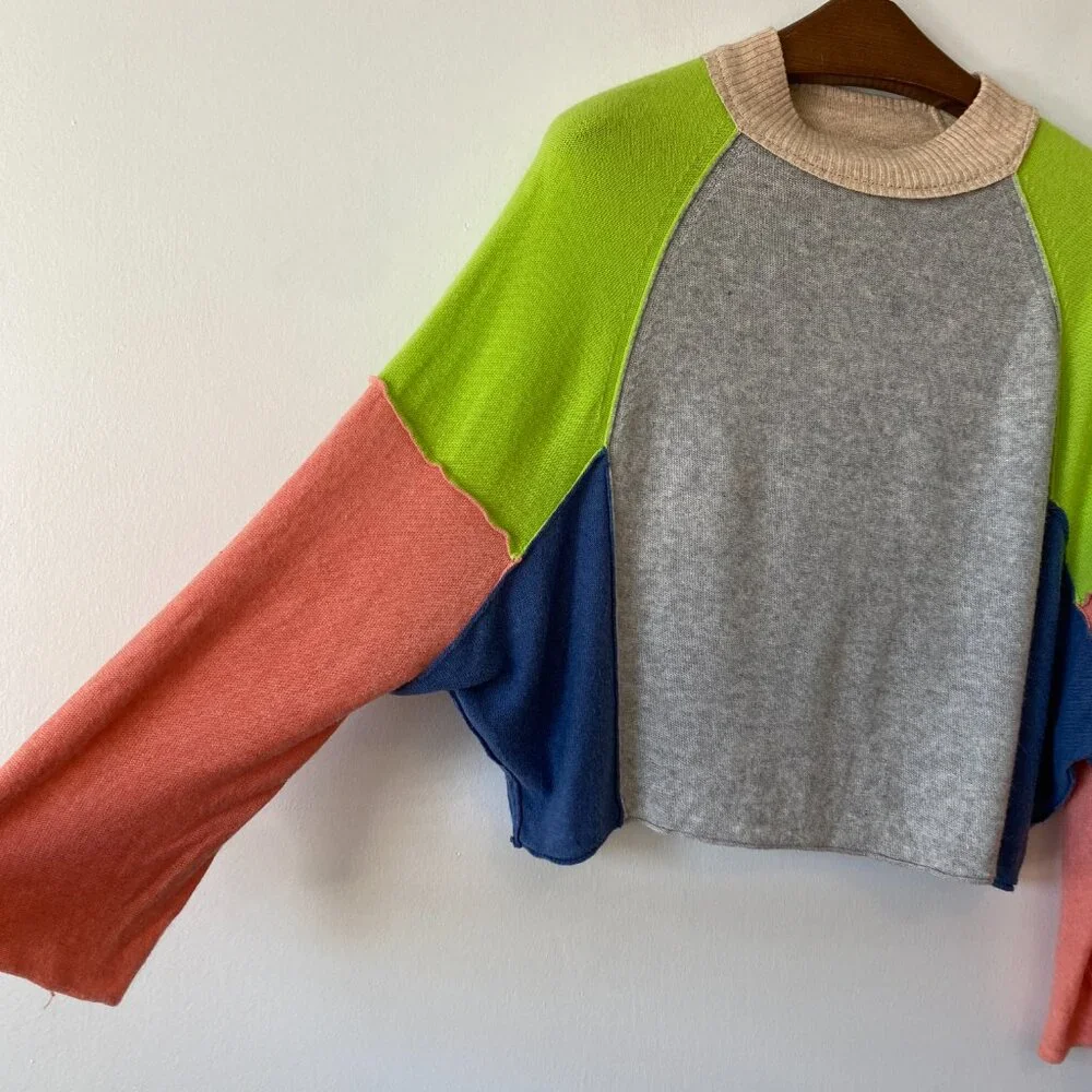Storia Colorblock Pullover Bat Wing Sweater Womens Medium - Picture 2 of 6